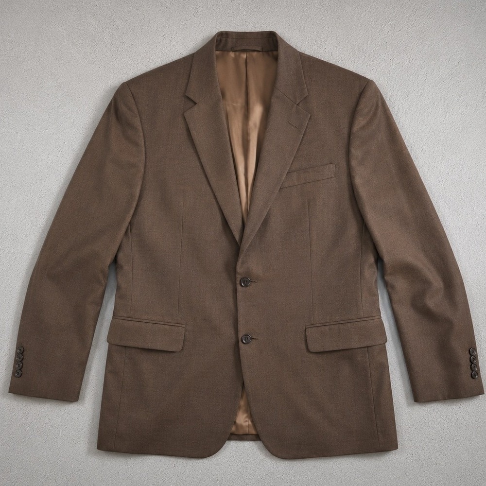 3077 | Vintage 90s Jos. A. Bank 100% Wool Blazer 46L Brown 2 Button Sport Coat